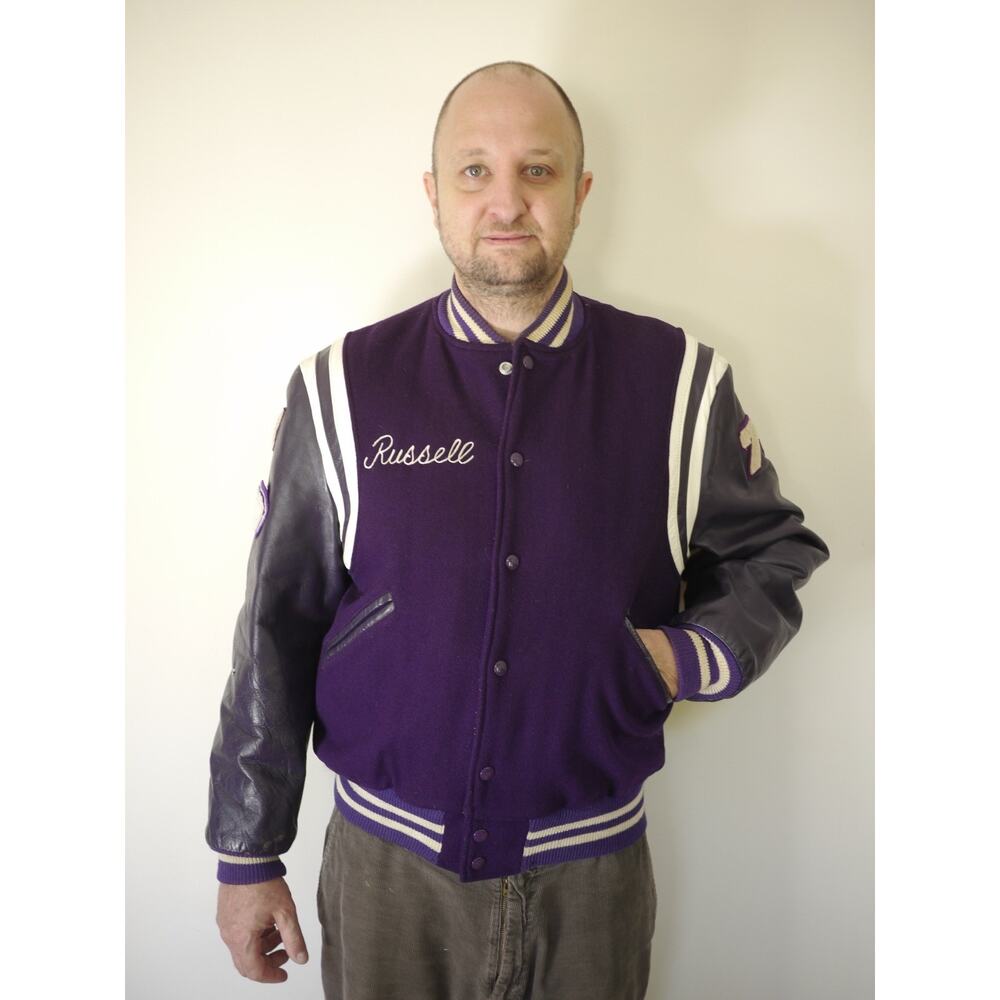 Vtg Butwin Russell Wool Leather Purple Varsity Collegiate Letterman Jacket 44